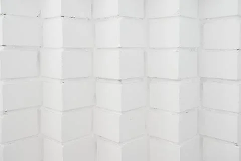 Abstract background. Empty white brick surface. Original brick laying at angle Stock-Fotos