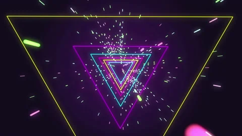 Abstract background of endless moving corridor with swirling triangles glowing Stock Footage 147860553