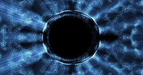 Abstract background of an energetic blue magic ring of glowing particles an.. Stock Illustration