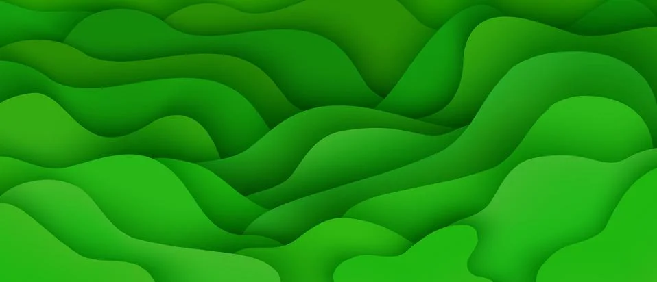 Abstract background with expressive green wave motion flow and liquid shapes Stock Illustration
