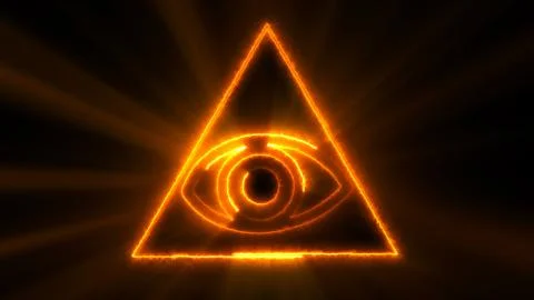 Abstract background with The Eye of Providence. Seamless loop digital backdrop Illustrazione stock