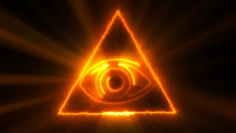Abstract background with The Eye of Providence. Seamless loop digital backdrop Illustrazione stock