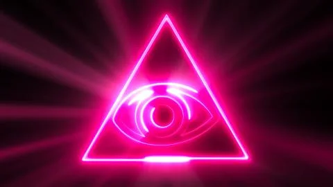 Abstract background with The Eye of Providence. Seamless loop digital backdrop Illustrazione stock