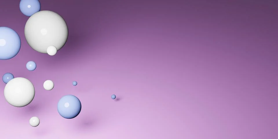Abstract background with falling 3d balls. Dynamic flying bubbles. Modern trendy Illustrazione stock