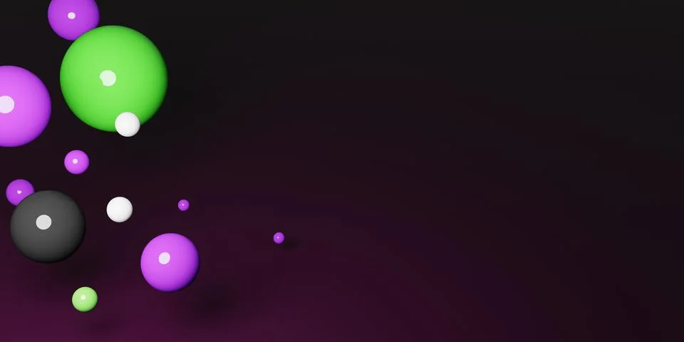 Abstract background with falling 3d balls. Dynamic flying bubbles. Modern trendy 스톡 일러스트