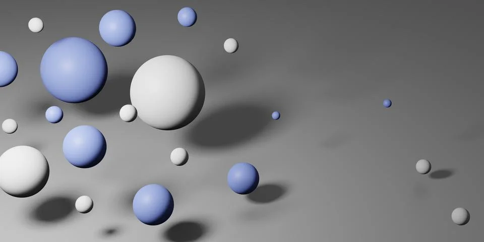 Abstract background with falling 3d balls. Dynamic flying bubbles. Modern trendy 스톡 일러스트