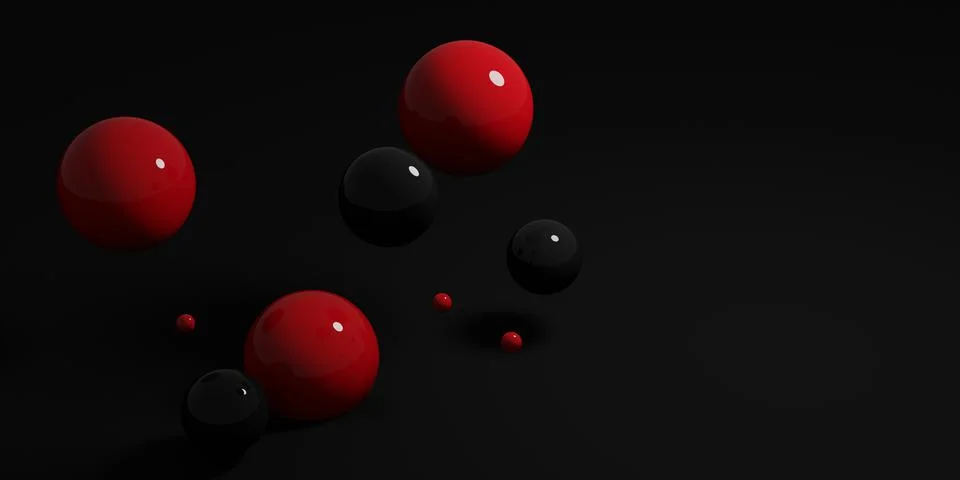 Abstract background with falling 3d balls. Dynamic flying bubbles. Modern trendy Stock Illustration