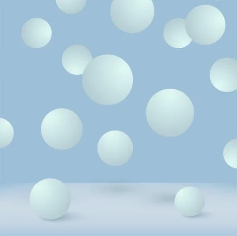 Abstract background with falling 3d blue balls. Vector illustration Stock Illustration