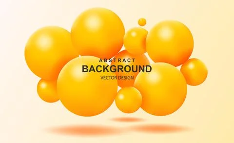 Abstract background with falling 3d orange balls. Dynamic flying colorful bub Illustrazione stock
