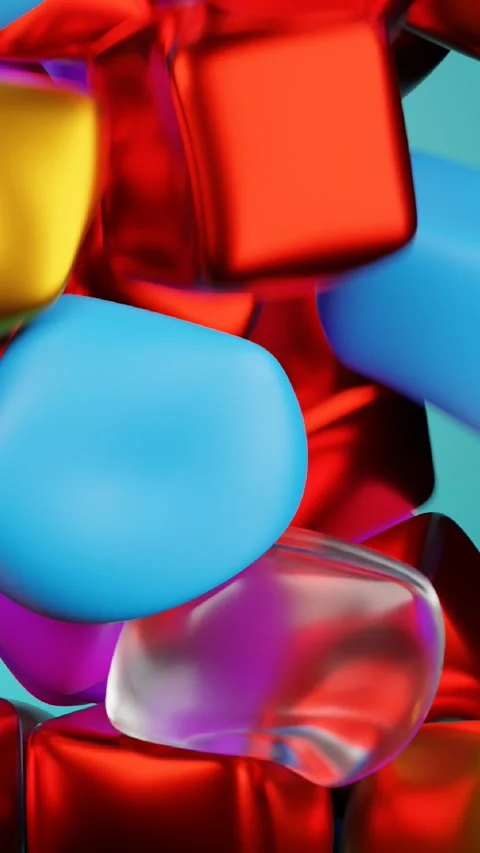 Abstract background with falling cubes of different colors. Looped video Stock Footage 260696814