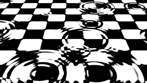 Abstract background with falling drops on moving checkered surfaces 動画素材 147538260