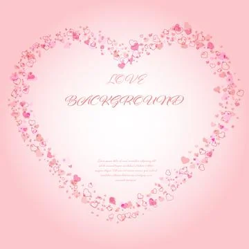 Abstract background with falling hearts for greeting banner, postcard, poster Stock Illustration