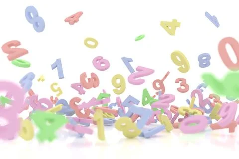 Abstract background of falling numbers. 3D rendering. イラスト素材