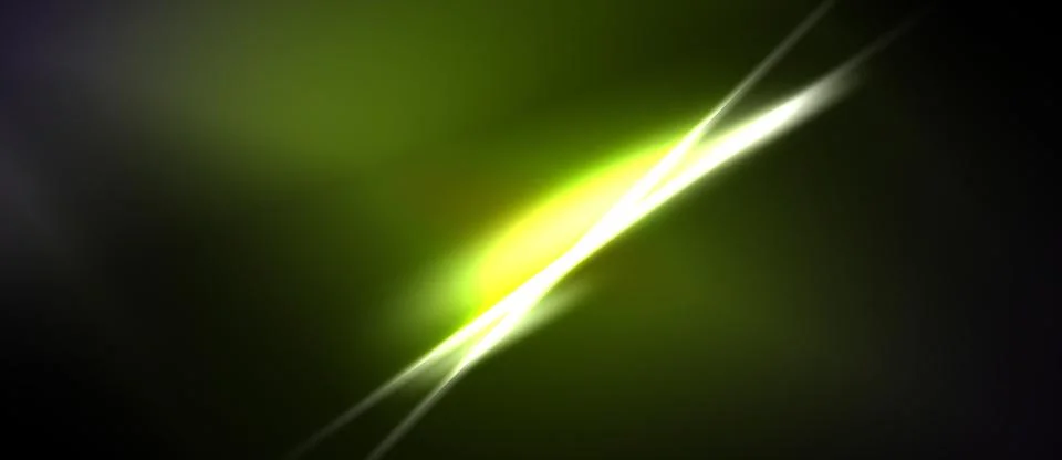 Abstract background features bright diagonal light streaks over dark green, Stock Illustration