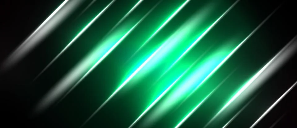 Abstract background features bright green, silver lines. Diagonal streaks c.. 스톡 일러스트