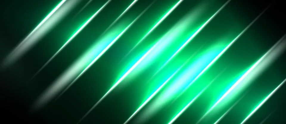 Abstract background features bright green lines diagonally across dark space. Stockillustratie