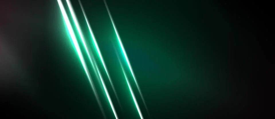 Abstract background features bright green lines diagonally across dark space. Stock Illustration
