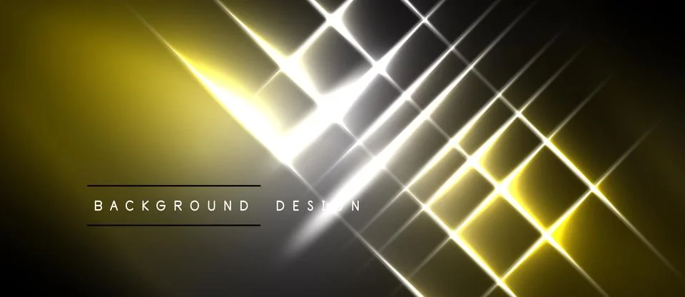 Abstract background features bright lines, glowing squares, golden hues, dark Stock Illustration