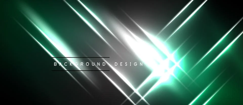 Abstract background features bright neon lines, gradients. Dark shades domi.. Stock Illustration