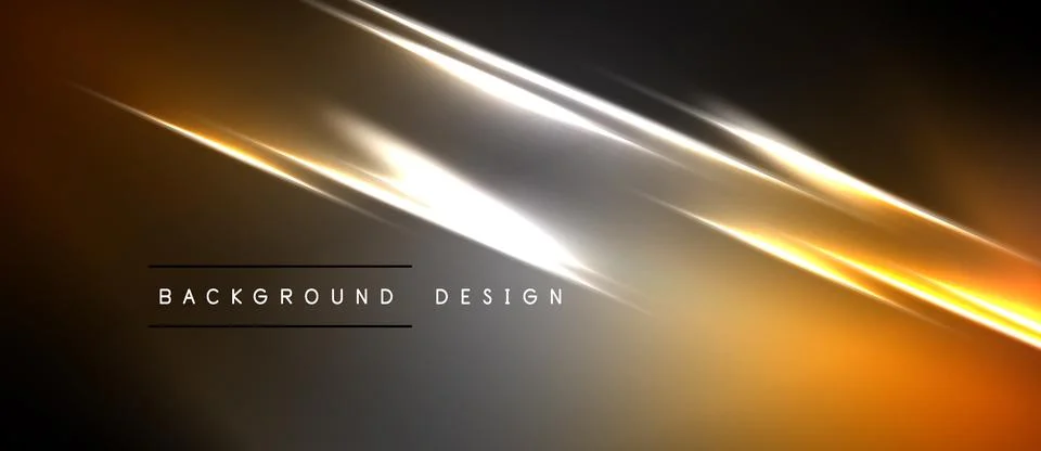 Abstract background features bright orange, white light streaks. Dark gradien Stock Illustration