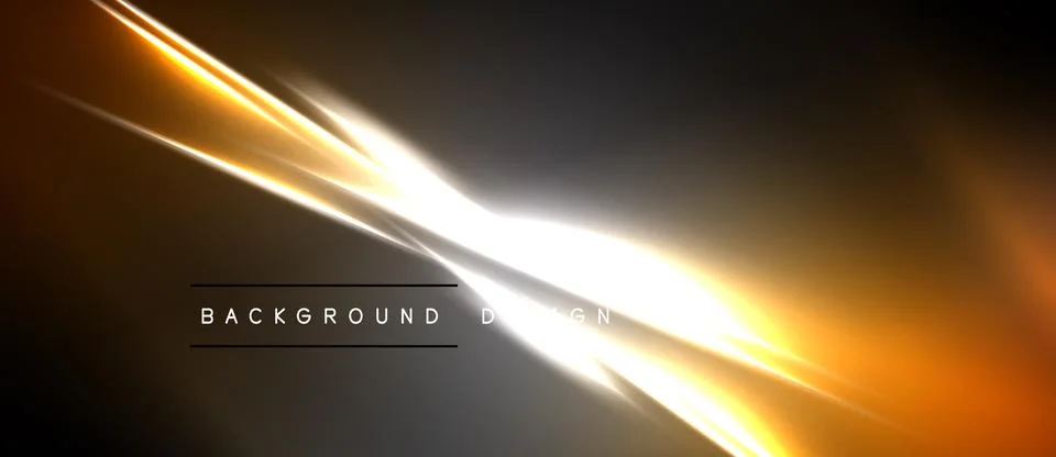 Abstract background features bright orange, white light streaks. Dark gradien イラスト素材