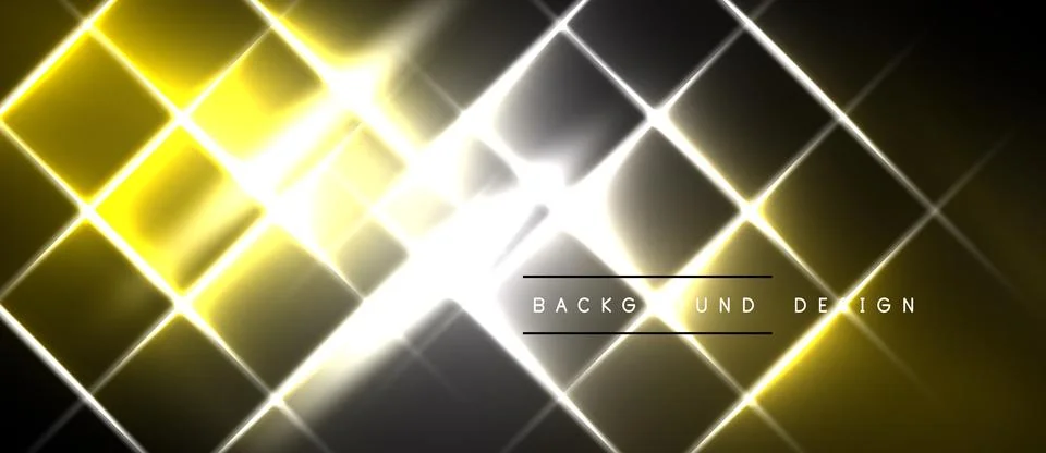Abstract background features bright yellow, white lines forming diamond pat.. Stock Illustration
