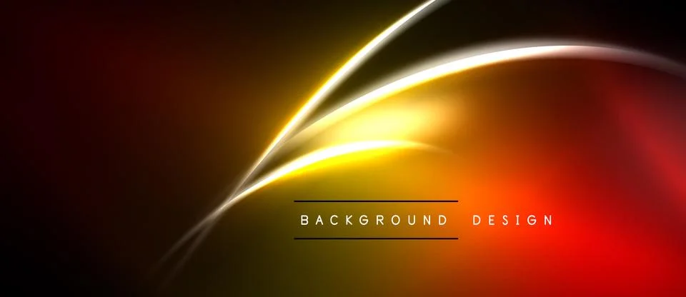 Abstract background features dynamic golden lines, gradients. Dark shades Stock Illustration
