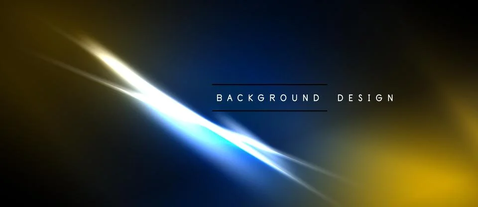 Abstract background features dynamic light streaks. Gold, blue, white colors Stock Illustration