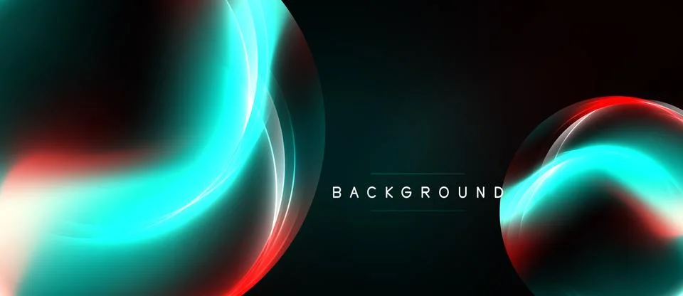 Abstract background features flowing curves, vibrant teal, red hues. Dark spa 스톡 일러스트