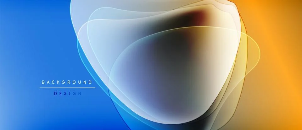 Abstract background features flowing layers, blue to orange gradient. Minimalist Stock Illustration