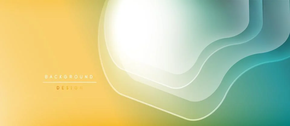 Abstract background features flowing layers. Gradient transitions from yellow to Illustrazione stock