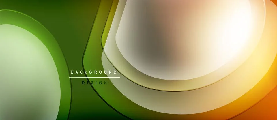 Abstract background features flowing lines, vibrant green, orange, white hues. Illustrazione stock