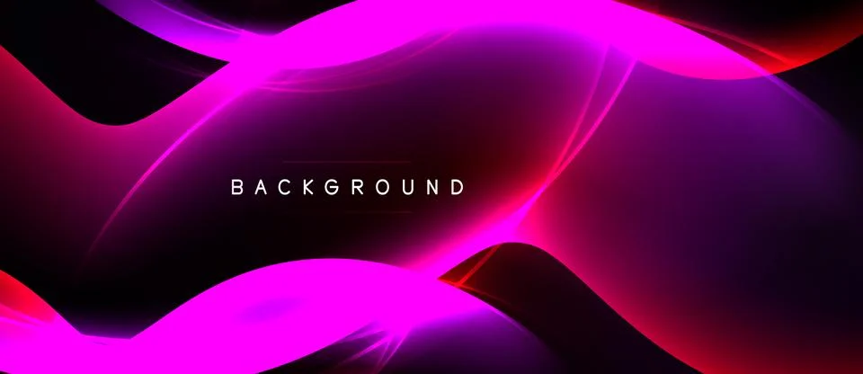 Abstract background features flowing magenta curves, vibrant light effects... Stock Illustration