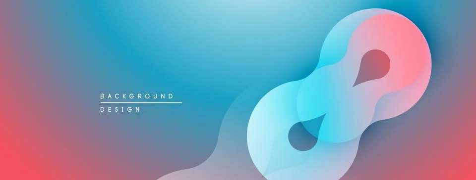 Abstract background features flowing shapes, gradient colors. Pink, blue hues Stock Illustration