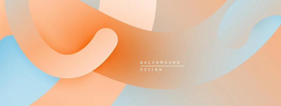 Abstract background features flowing shapes, soft colors. Peach, blue, beige Illustrazione stock