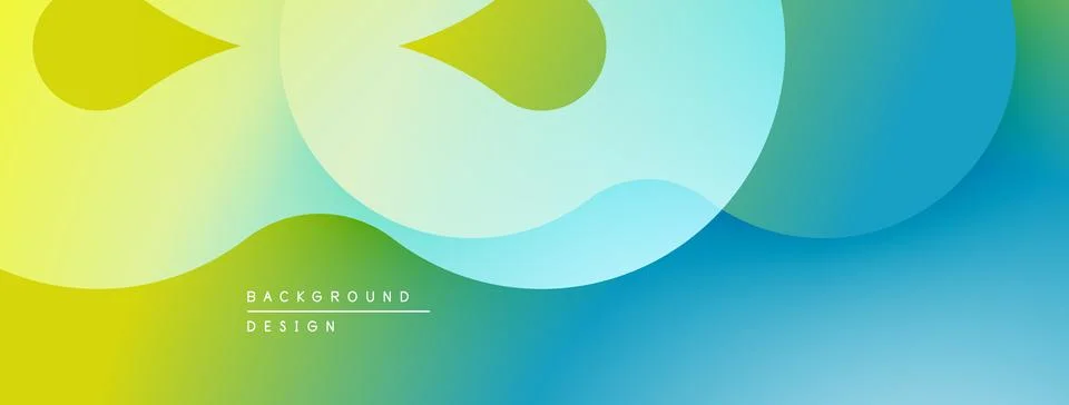 Abstract background features flowing shapes, vibrant gradients. Yellow, green, Stock Illustration