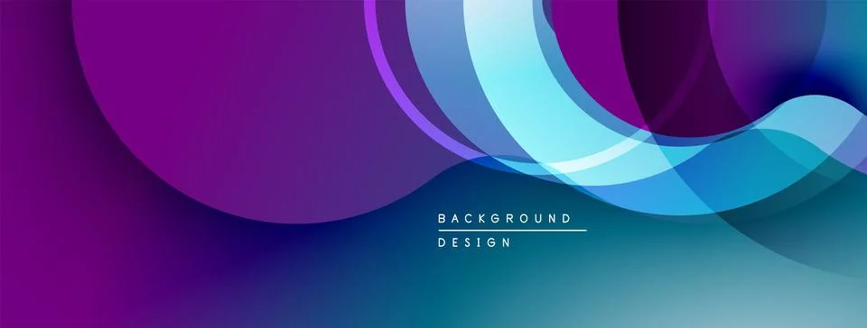Abstract background features flowing shapes, vibrant purple, blue gradients. Illustrazione stock