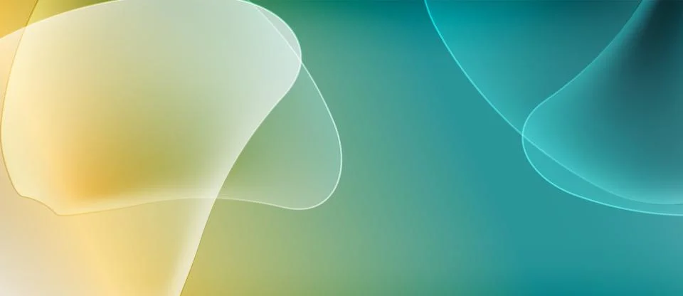 Abstract background features flowing shapes, soft colors. Yellow, teal hues Stock Illustration