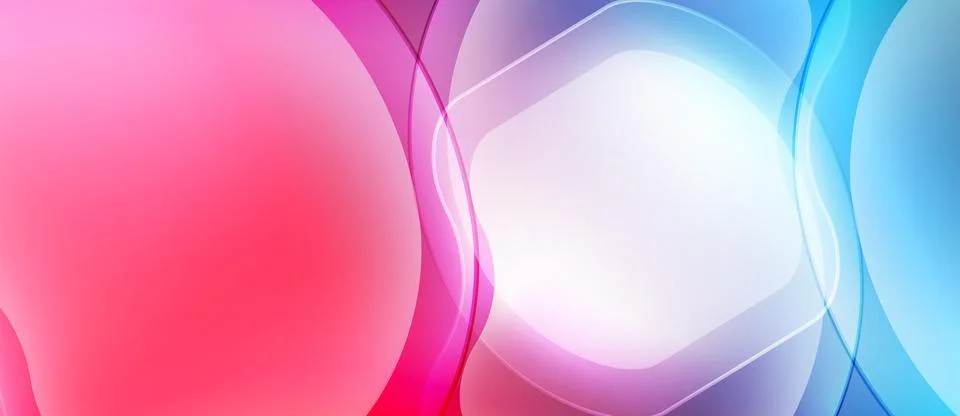 Abstract background features flowing shapes, vibrant colors. Pink, blue, purple Illustrazione stock