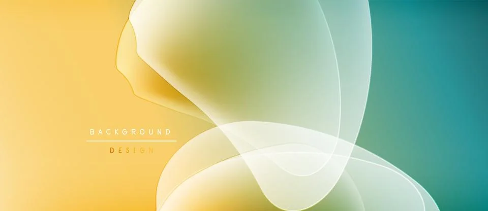 Abstract background features flowing shapes, soft gradients. Yellow, green, teal Illustrazione stock