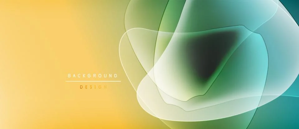 Abstract background features flowing shapes, gradients. Yellow, green, teal hues Illustrazione stock