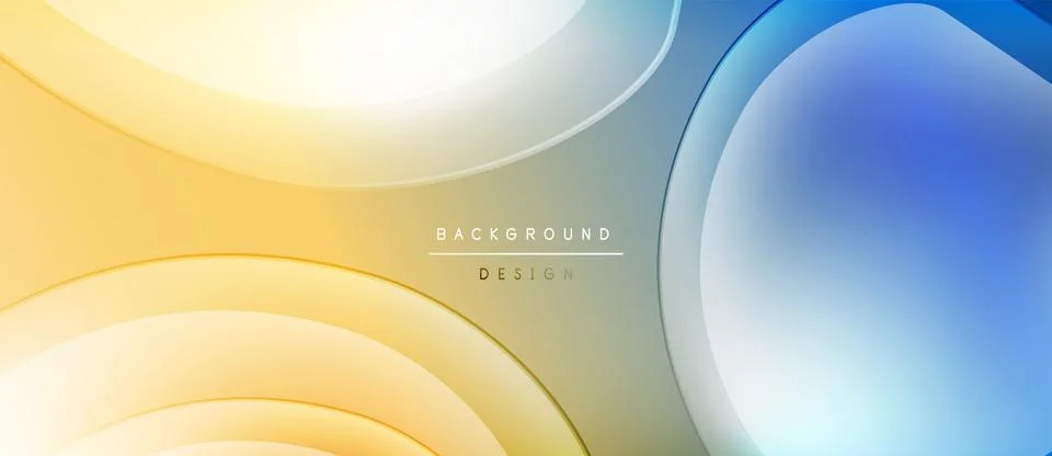 Abstract background features flowing shapes, gradients. Yellow, blue hues blend Illustrazione stock