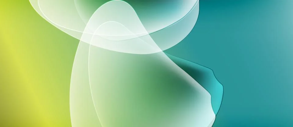 Abstract background features flowing shapes, gradients. Yellow, green, teal hues Stock Illustration