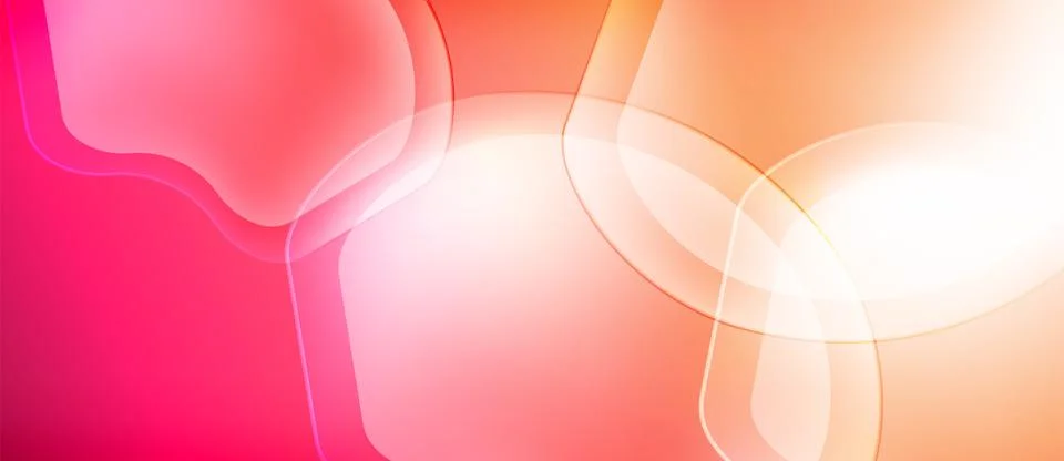 Abstract background features flowing shapes, warm colors. Gradient blends pink, Stock Illustration