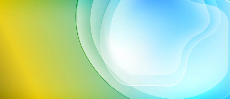Abstract background features flowing shapes, gradients. Colors transition from Illustrazione stock