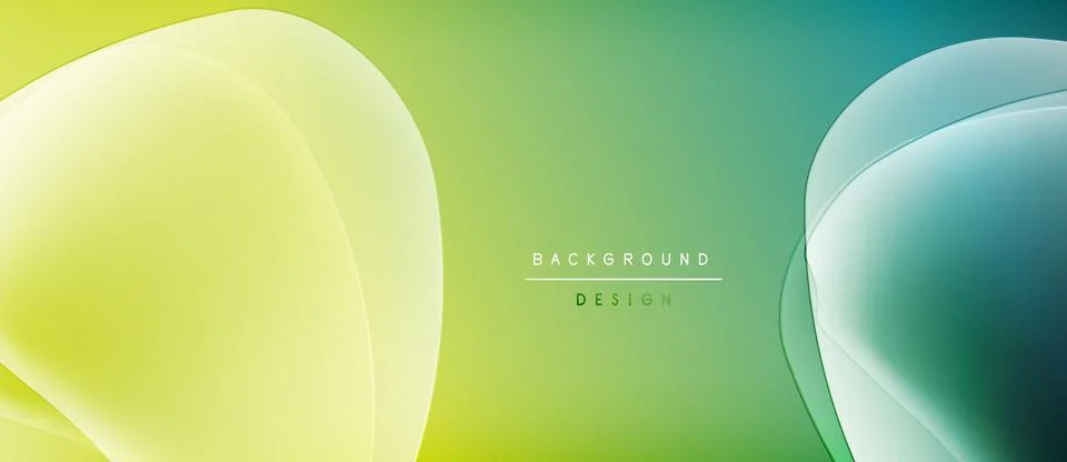 Abstract background features flowing shapes, gradients. Yellow, green, teal hues Illustrazione stock