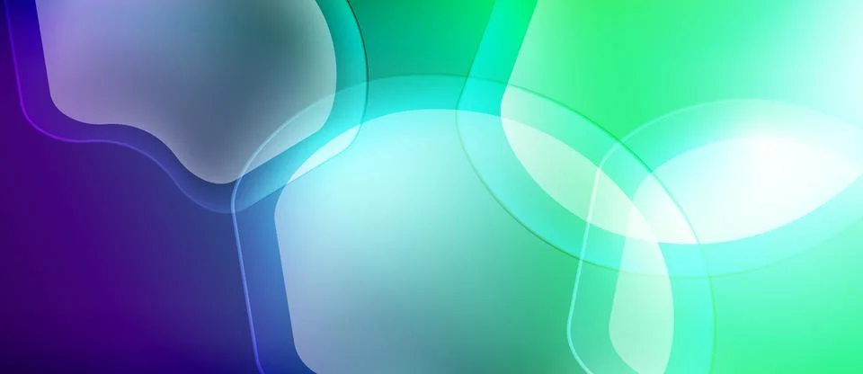 Abstract background features flowing shapes, vibrant colors. Blues, greens, Stock Illustration