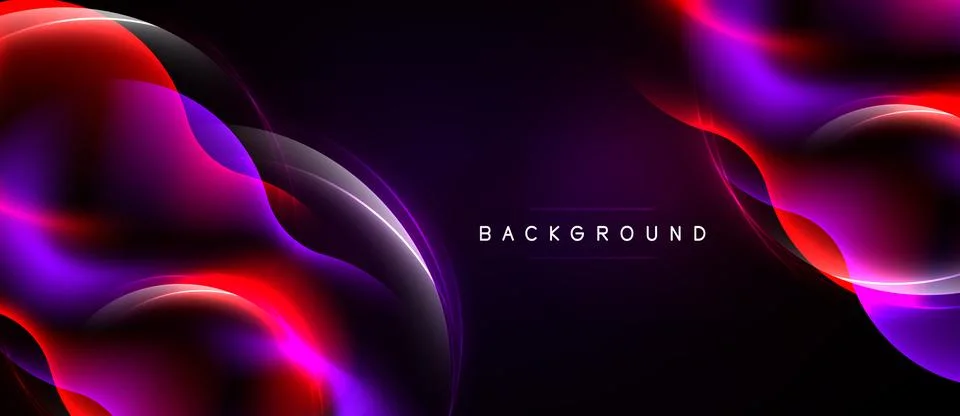 Abstract background features flowing shapes, vibrant red, purple hues. Dark Illustrazione stock