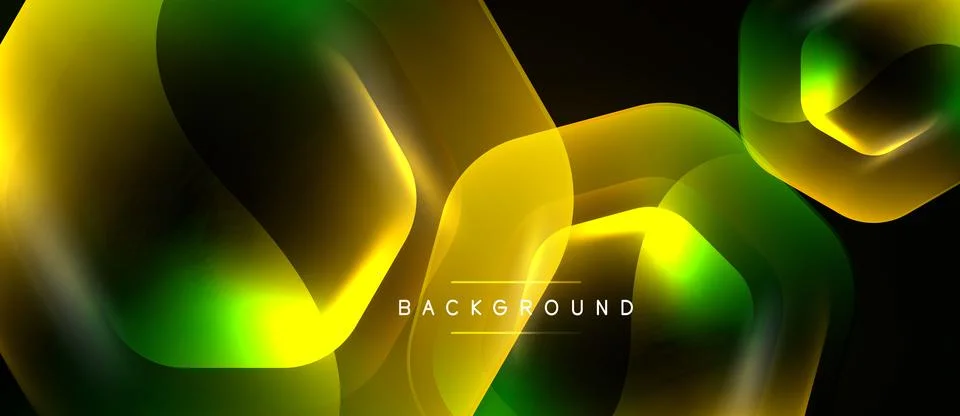 Abstract background features flowing yellow, green shapes. Dynamic lighting イラスト素材