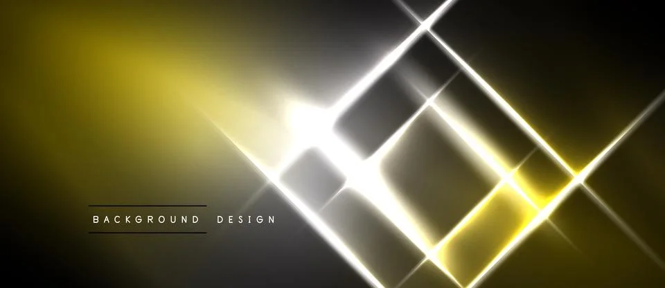 Abstract background features glowing lines, squares, gradients. Gold, white Stock Illustration